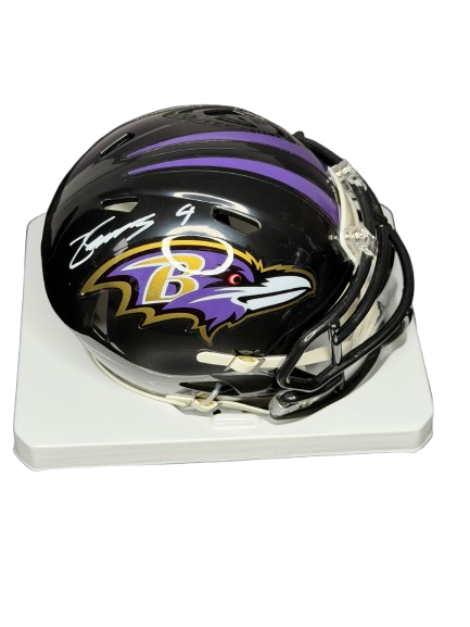 Zay Flowers signierter Baltimore Ravens Mini Helm