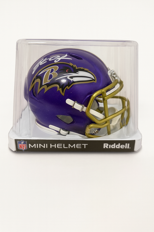 Jonathan Ogden signierter Baltimore Ravens Speed Mini Helm Lila