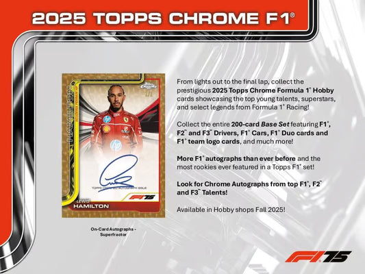 Topps Chrome Formula 1 Hobby Box – 20 Packs und 75th Anniversary Pack